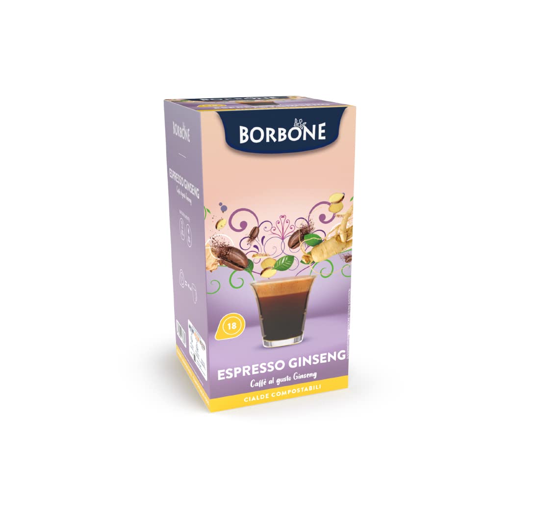 Caffè Borbone Espresso with Ginseng - 72 Pads (4 Packs of 18) - Compatible with ESE System Paper Pads 44 mm
