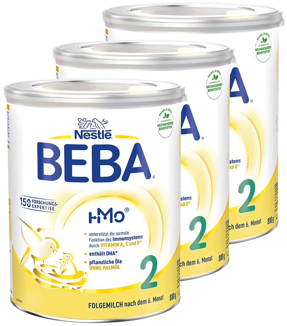Nestlé BEBA 2 Folgemilch, Folgenahrung nach dem 6. Monat, 3er Pack (3 x 800g)