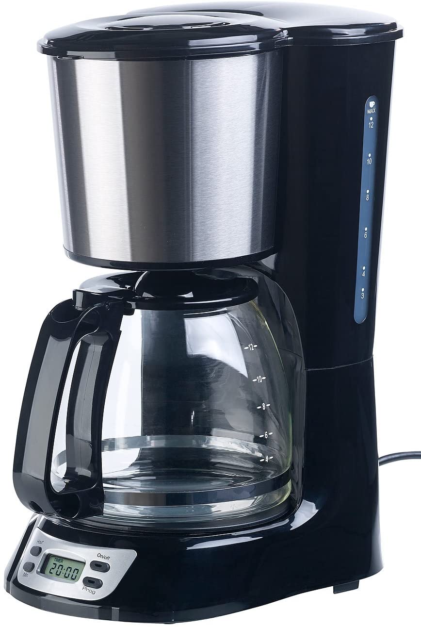 ROSENSTEIN & SOHNE Rosenstein & Söhne Digital Coffee Machine: Programmable Coffee Maker for up to 12 Cups, Timer, 1000 Watt (Filter Coffee Machine)
