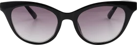 SUNDANCE sunglasses adults black cat-eye shape with slightly tinted lenses, 1 piece