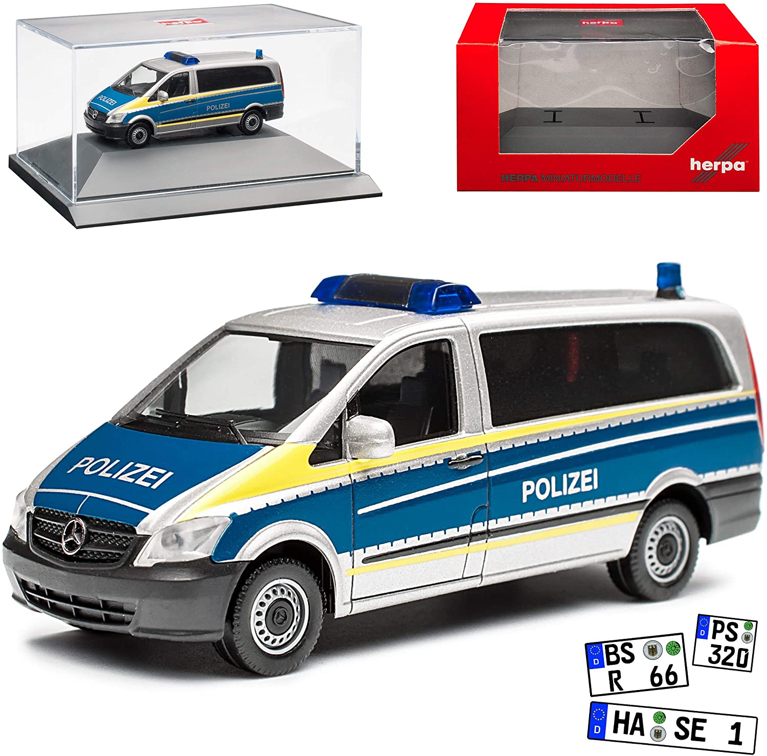 Herpa Mercedes-Benz Mercedes-Benz Vito Police Saarland Persons Transporter Silver T5 From 2 Mod