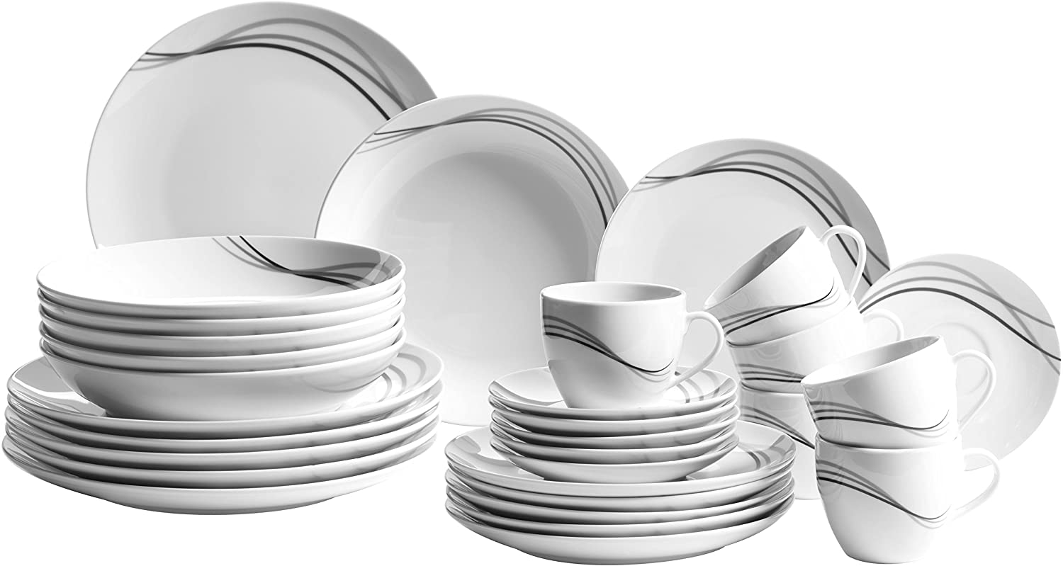 Maser Mäser Tajo Series Crockery Set 30 Pieces Porcelain For 6 People