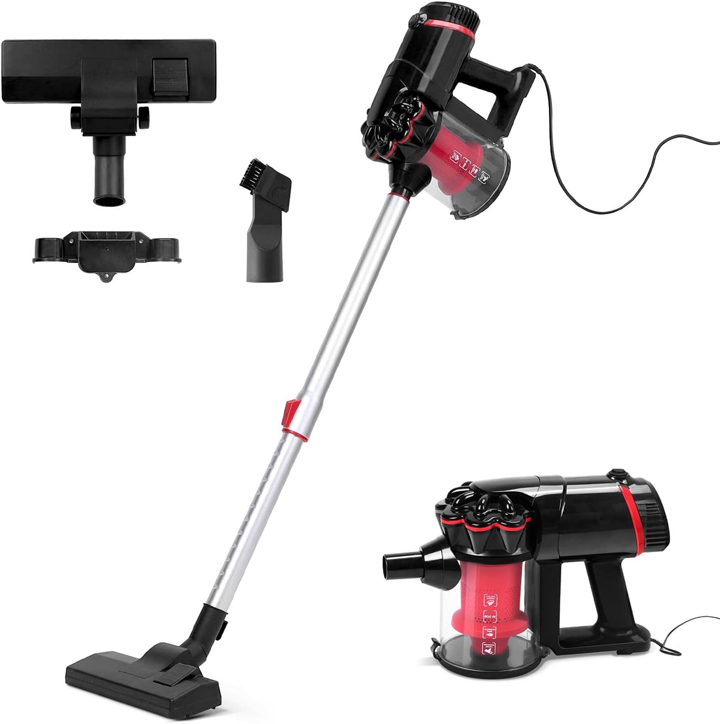AIGOSTAR Vacuum Cleaner 600 W Handheld and Upright Vacuum Cleaner 15 Kpa Wired Vacuum Cleaner 2-in-1 Lightweight with HEPA Filtering Cyclone