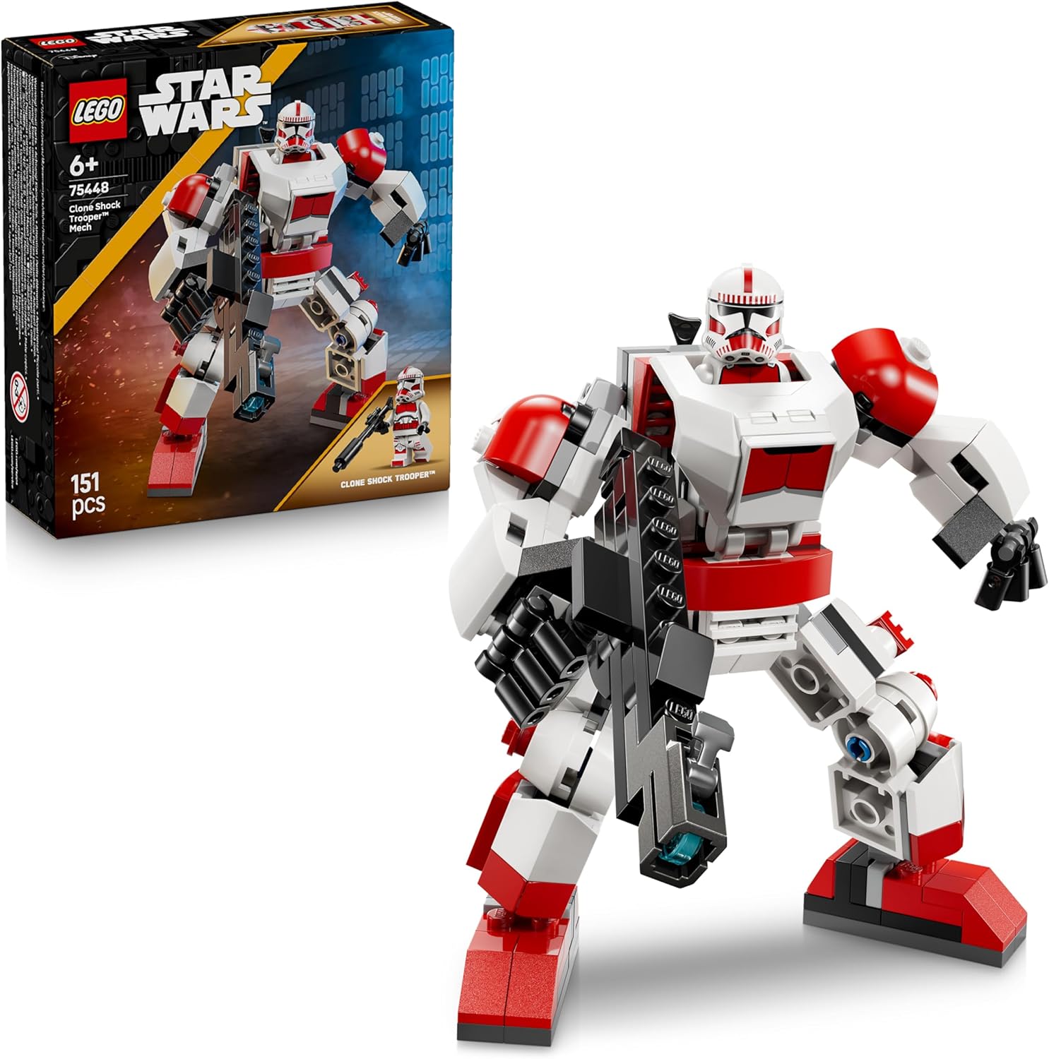 LEGO Star Wars 75448 Clone Shock Troops Mech - Movable Action Figure with Blaster Rifle & Mini Figure - Model Making for Children - Gift for Boys from 6 Years & Star Wars Fans