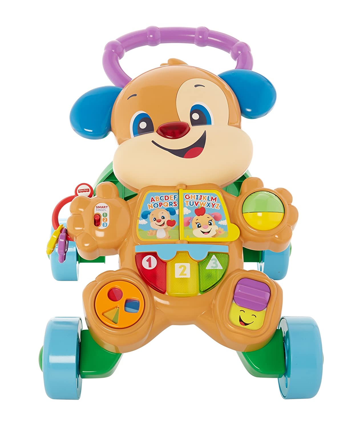 Fisher-Price Laugh & Learn FRC83 Puppy Baby Walker with Growing Play Levels, Songs and Sentences Walking Aid 6 Months Up [German Language Version]