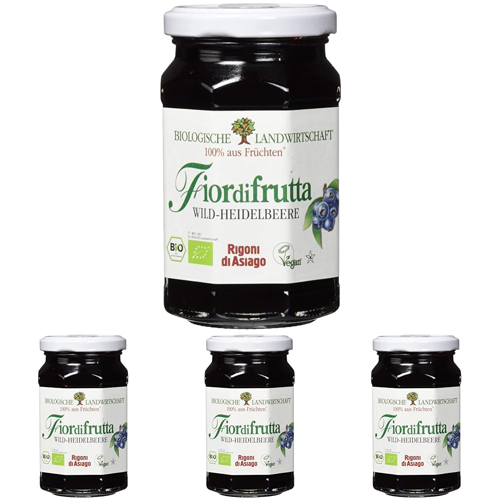 Rigoni di Asiago Fiordifrutta Fruit Spread Wild Blueberry Organic 250 g (Pack of 4)