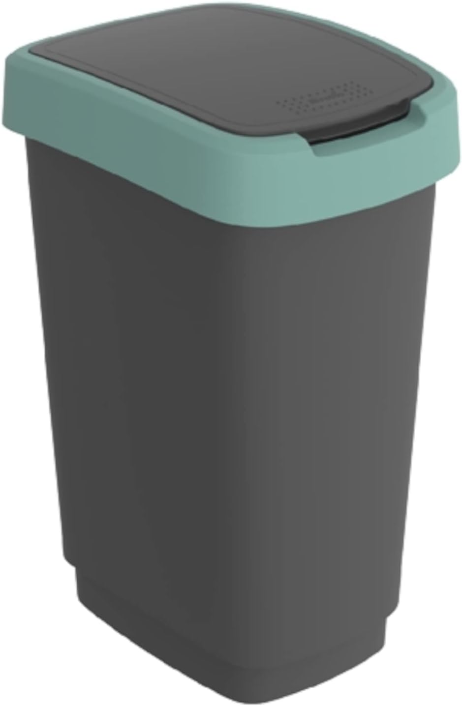 Rotho Twist Bin 25 L with Lid, Plastic, Turquoise/Charcoal