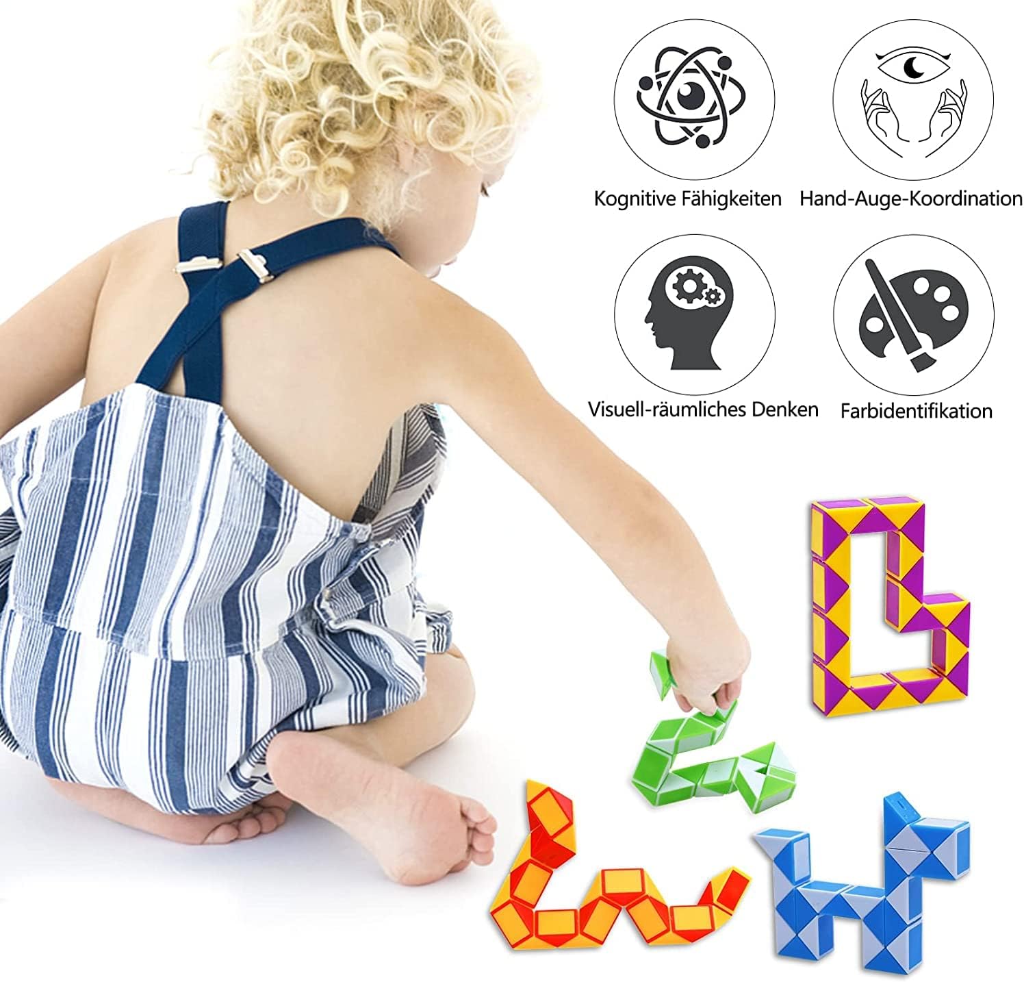 GOLDGE Party Bags Children\'s Birthday Gifts Children, 24 Pieces 24 Blocks Magic Puzzle Snake Cube Toy Small Gifts Children\'s Birthday Party Gifts for Children