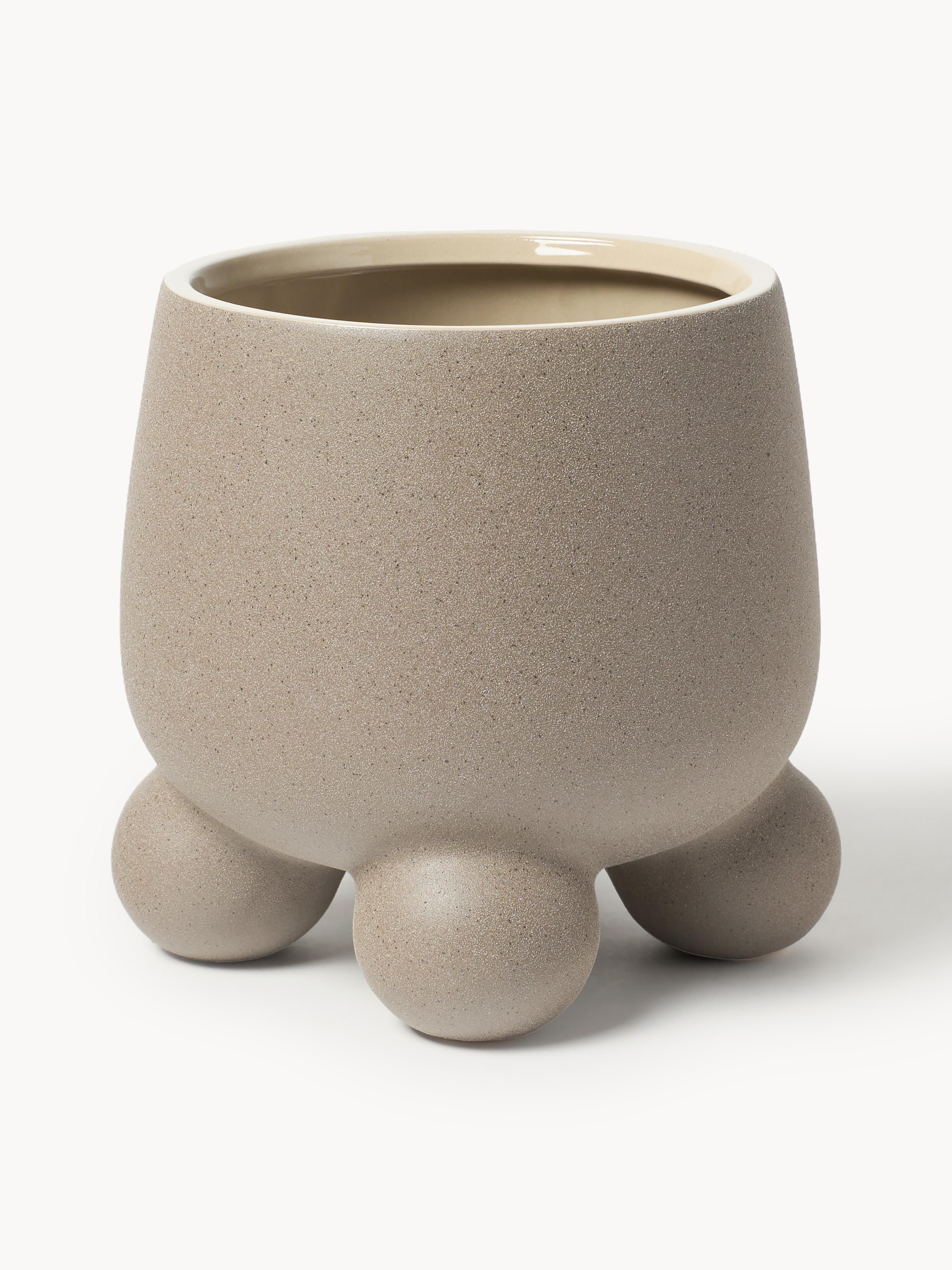 Westwing Collection Übertopf Olea, H 26 cm, Greige, matte