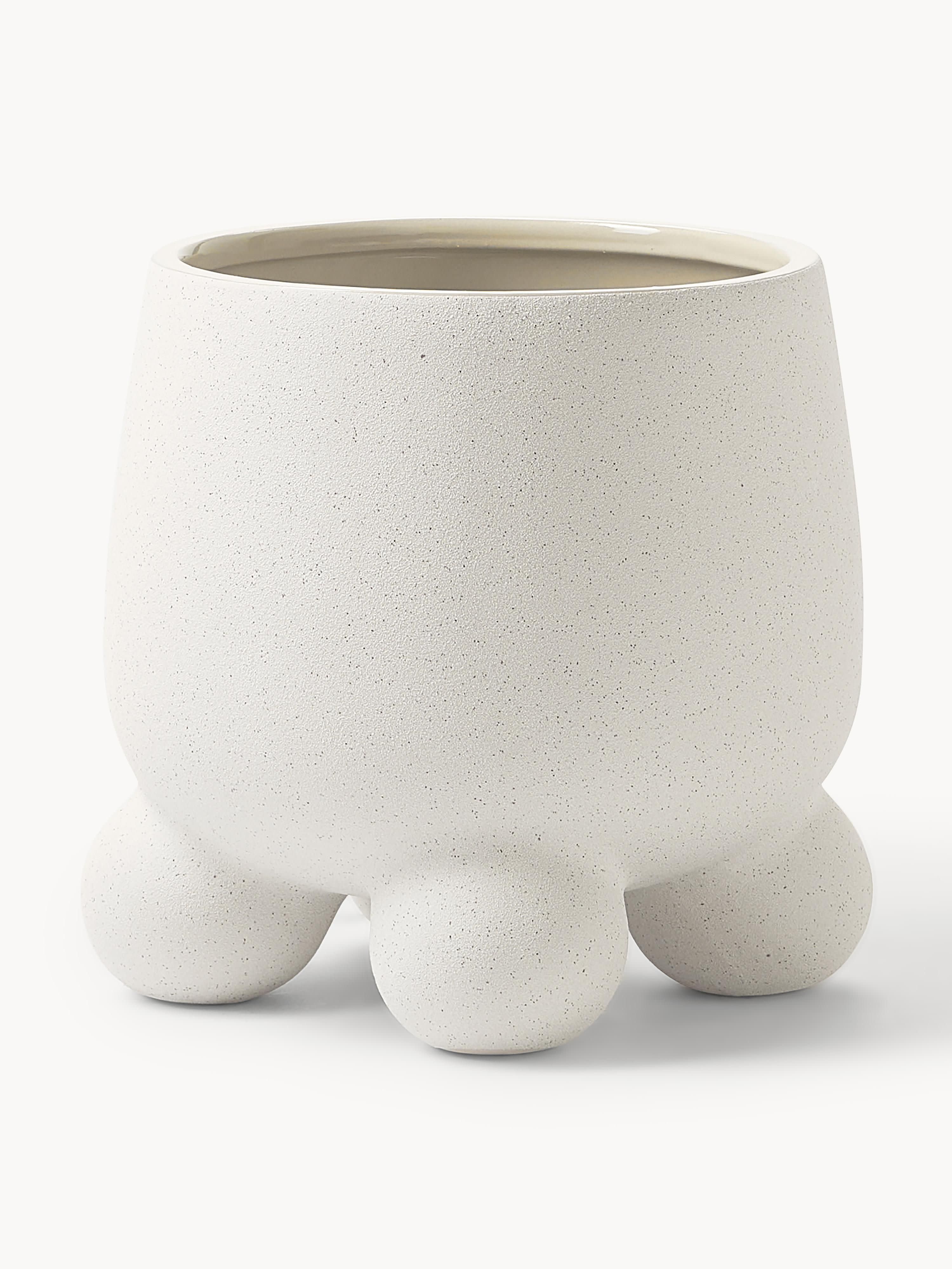 Westwing Collection Übertopf Olea, H 26 cm, Off-white, matte