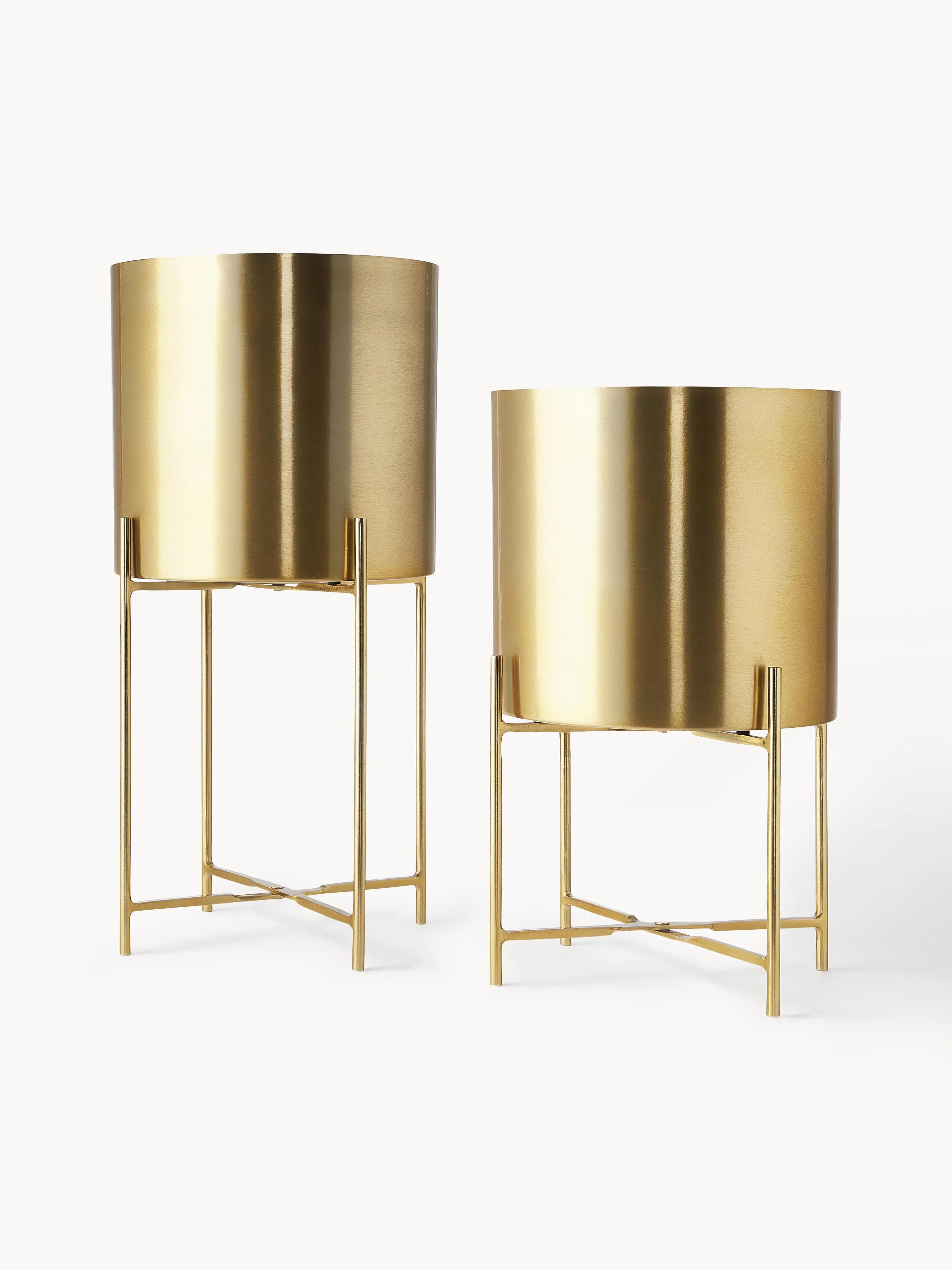 Westwing Collection Mina metal plant pots, set of 2, Gold-colored
