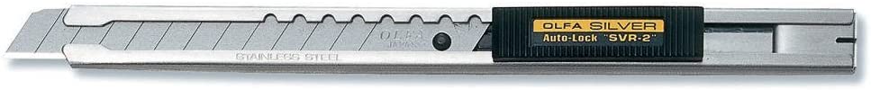 Olfa SVR-2 Super Flat Stainless Steel Snap Off Blade Knife with Pocket Clip - 6 Pack