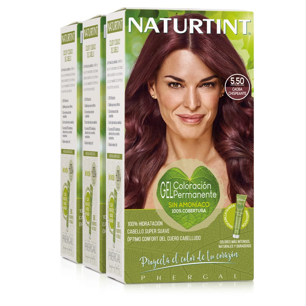 Naturtint Bio-Based, Ammonia-Free Hair Dye, 5.50 Glossy Mahogany, High Proportion of Natural Ingredients, Pack of 3, 510 ml