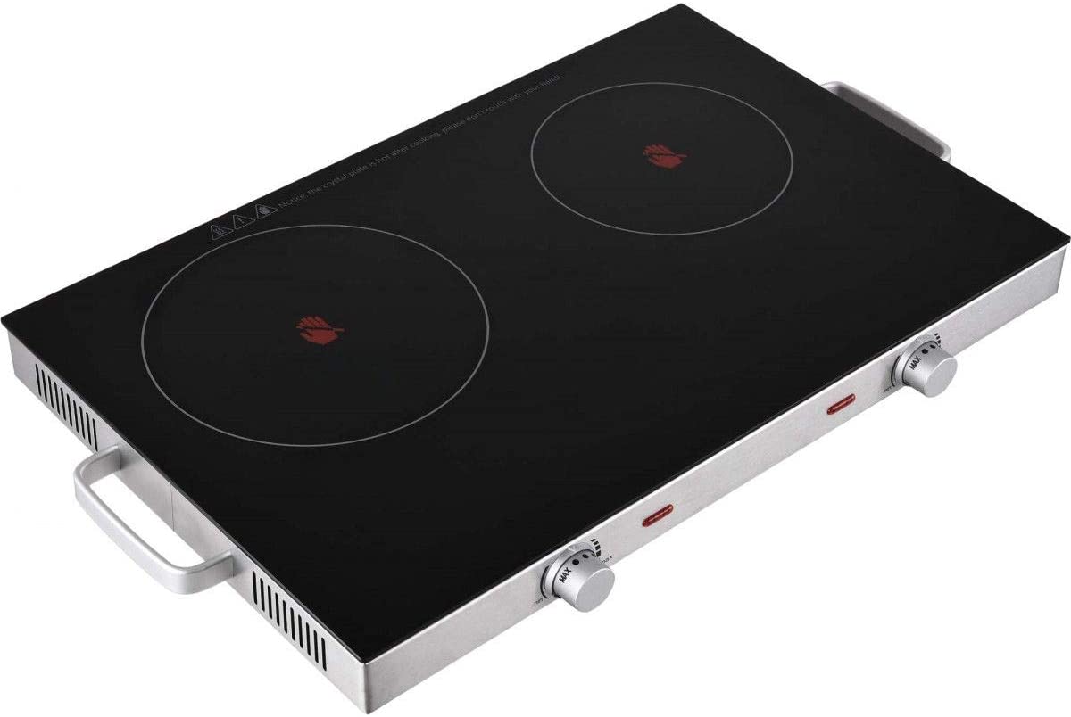 Team Kalorik TKG DCKP 1001 Glass Ceramic Double Hob 2800 Watt Plastic Black / Stainless Steel