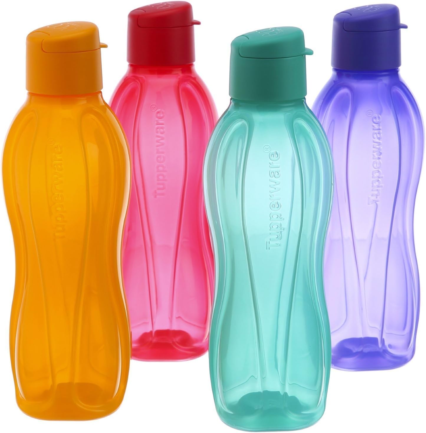 Tupperware Fliptop Water Bottle Set 750ml 4 Pack (Multi-Colour)