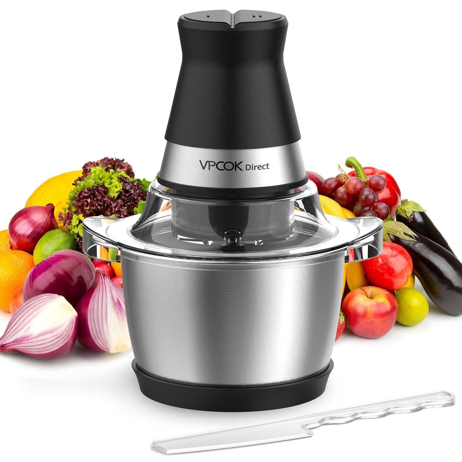 Vpcok Direct Electric Kitchen Chopper with 1.2 L Stainless Steel Container, Electric Multi Chopper, Powerful Universal Chopper with 4 Stainless Steel Blades, 400 Watt (Multi-Way)
