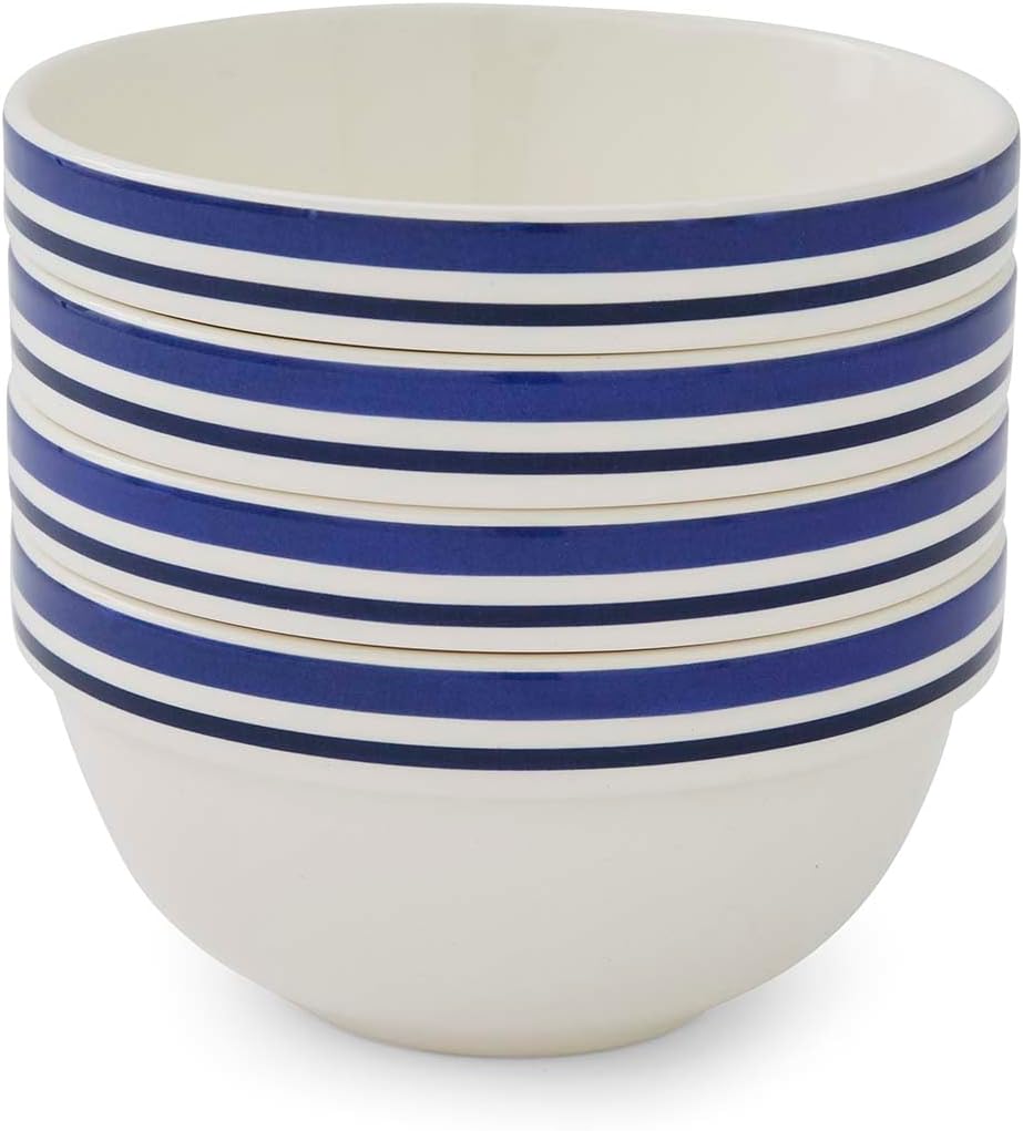 Portmeirion Potter\'s Stripe 14 cm Stacking Bowls, Set of 4, Blue