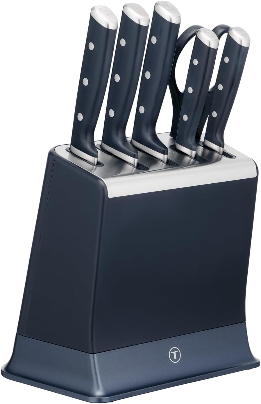 Tefal EverSharp Pro 6-Piece Knife Block, Patented Sharpening Technology, Self-Sharpening Knife Block, Locking System, German Stainless Steel, Blue, K297S744