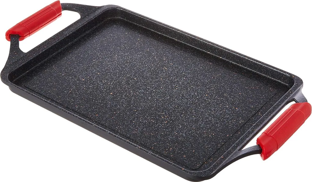 Markenlos Environmentally friendly induction frying pan with grill plate - 43x25 cm, cast aluminum, titanium non-stick coating