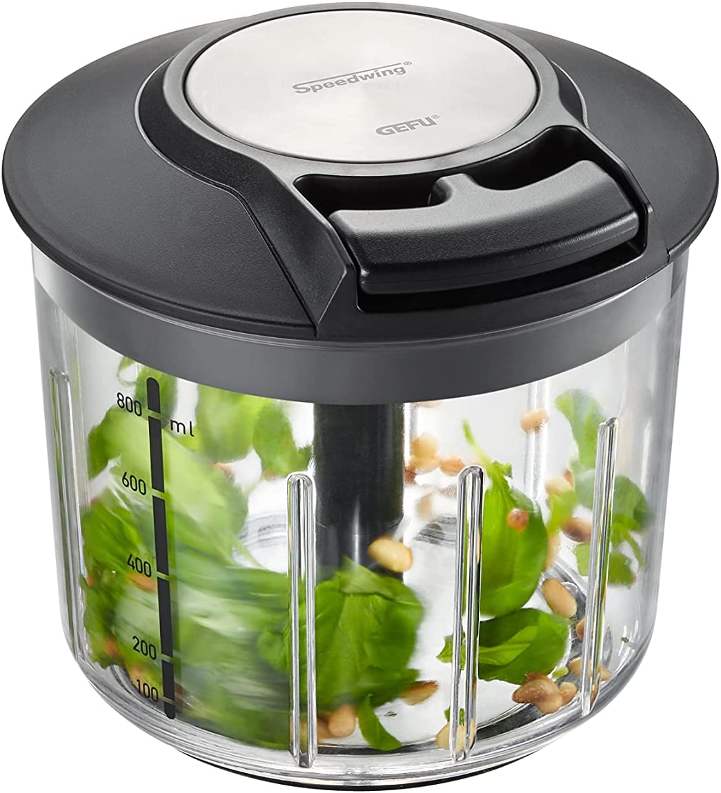 Gefu SPEEDWING 13600 Grinder, Manual Blender for Fruit or Vegetables, Professional Stainless Steel Cutter with Holder