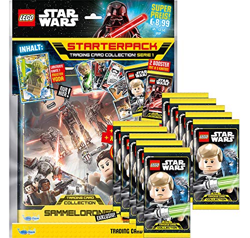 CAGO Lego Star Wars Series 1 Trading Cards – 1 Starter + 10 Booster [German Lang