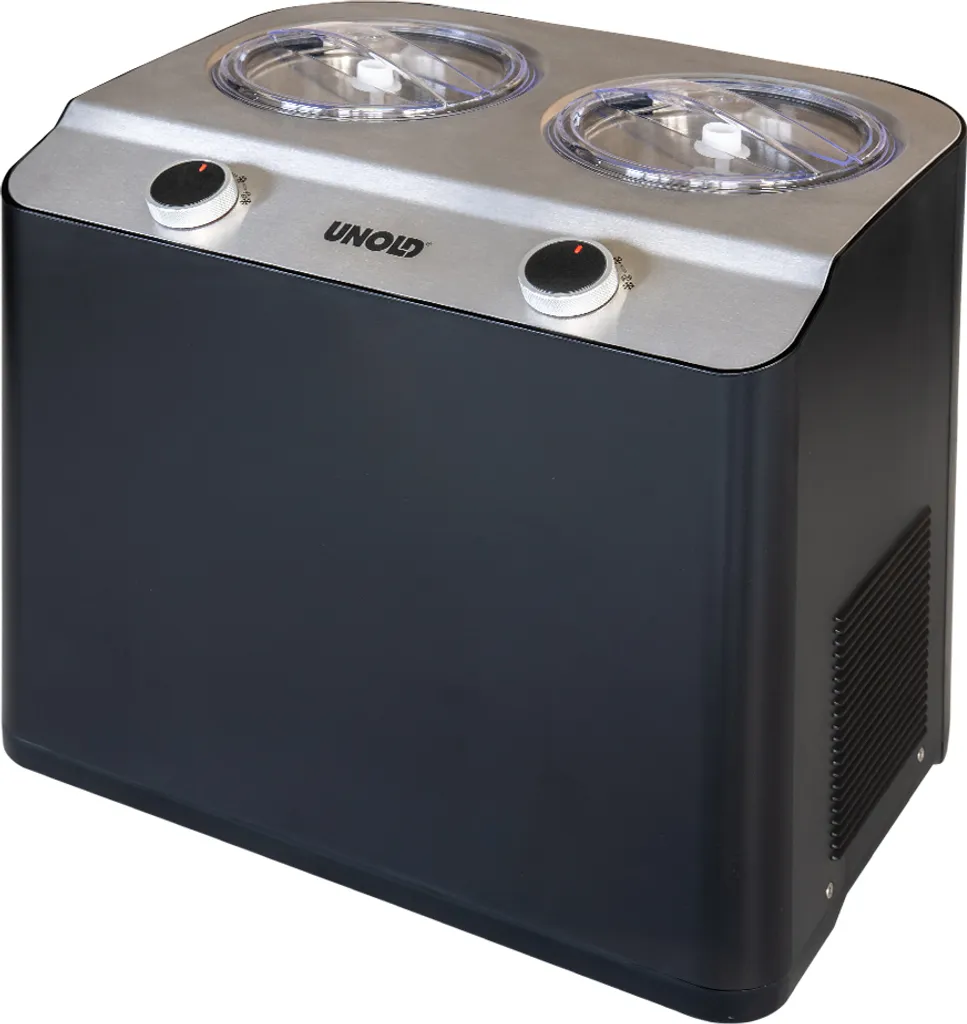 Unold 48835 Doppio Ice Cream Maker with Compressor, Self-Cooling Ice Cream Maker, Frozen Yogurt Maker with 2.4 Liter Ice Cream Capacity, Black