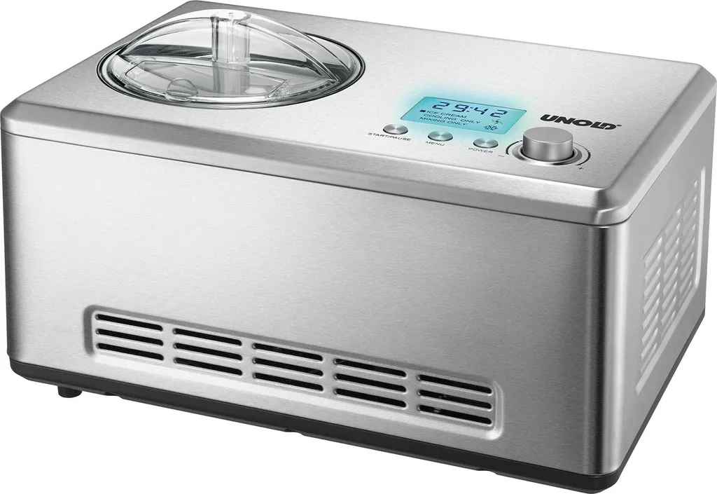 Unold 48876 Ice Cream Maker Nobile, Stainless Steel, 2 Liters, Fully Automatic Self-Cooling Compressor, LCD Display