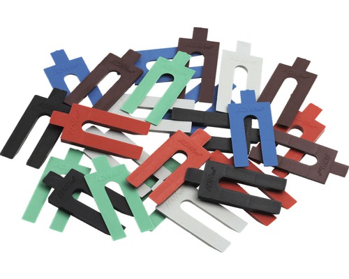 Meister Wheel chocks 24 pieces. 4 pieces each in 1-2-3-4-5-6 mm, assorted colors