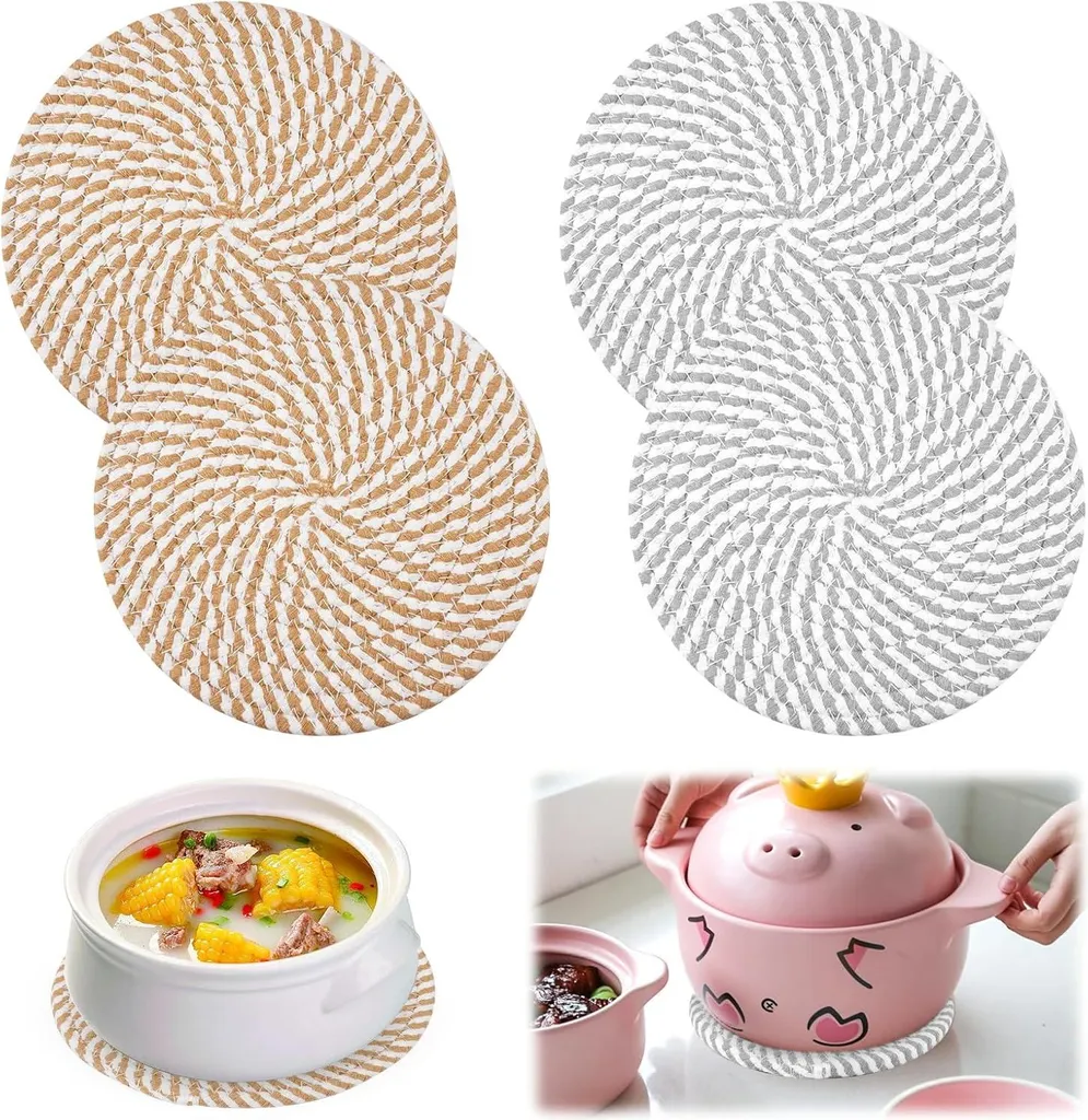 Markenlos Coasters made of woven cotton thread - Set of 4