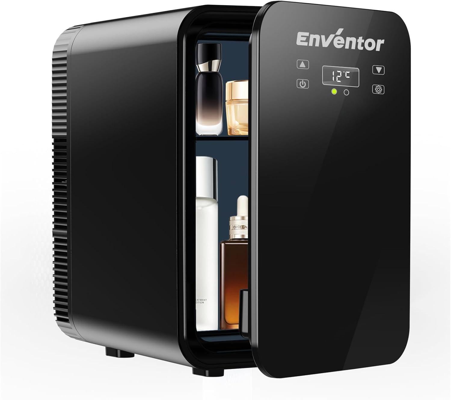 Enventor Mini Fridge 10 L, Small Fridge for Room, Dual Cooling System, 12 V/220 V Socket, Cooling and Heating Function, Cosmetic Fridge Quiet for Car, Bedroom, Offices (Black)