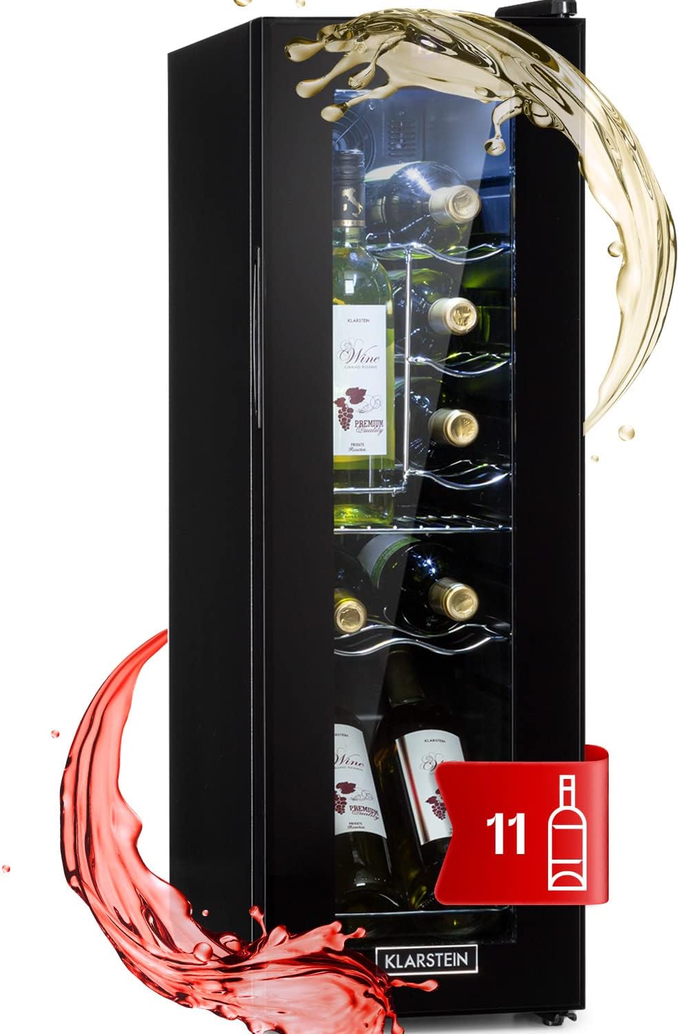 Klarstein Shiraz Slim Wine Fridge - Energy Efficiency Class A 5-18°C 42 dB Soft Touch Control Panel, LED Lighting, Freestanding