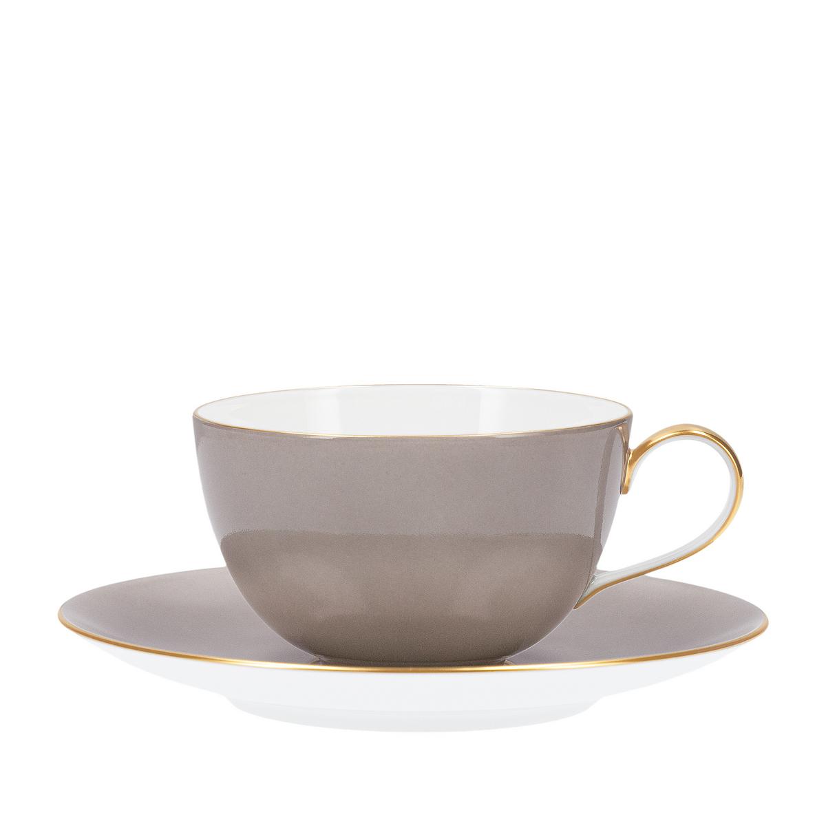 Urbino Multicolore breakfast cup and saucer, grey by KPM