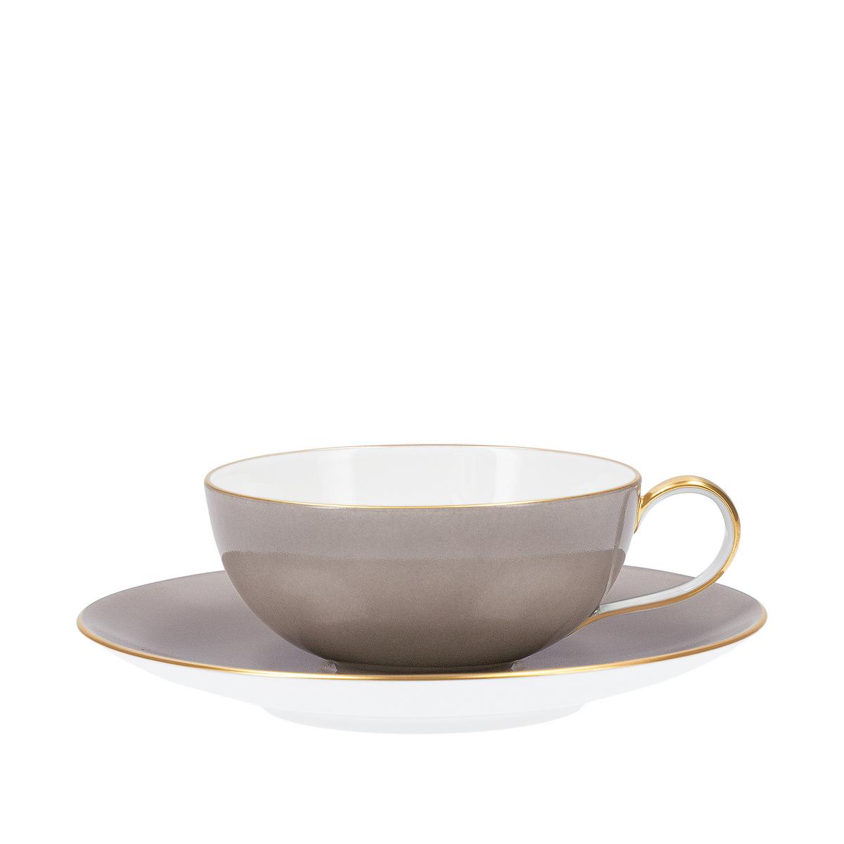 Urbino Multicolore teacup and saucer, grey by KPM