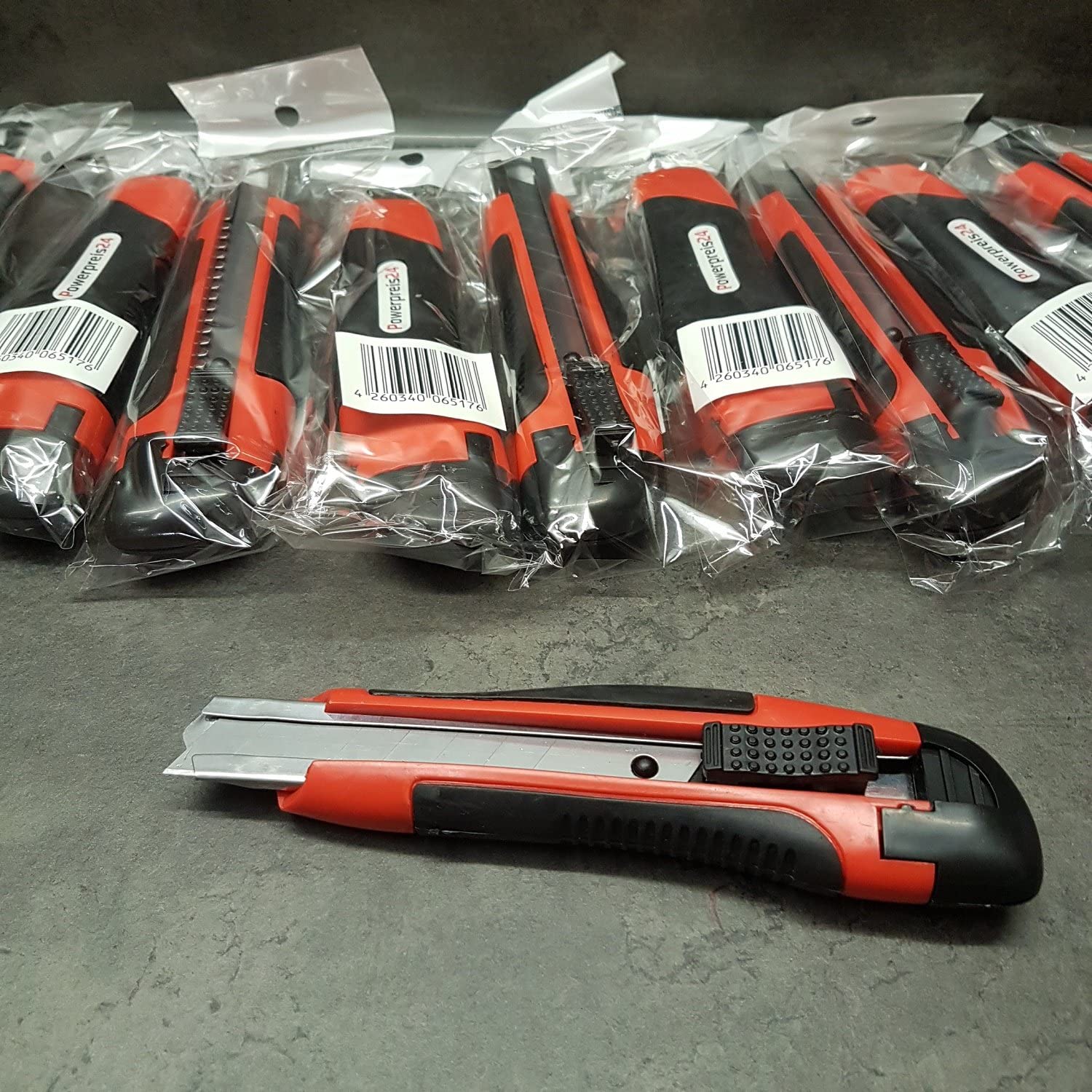 Pack of 10) P24 Retractable Blade Knife 18 mm Stahlverstärkt 2 K Handle With Blade Mag Magazine Pouch POWERPREIS24