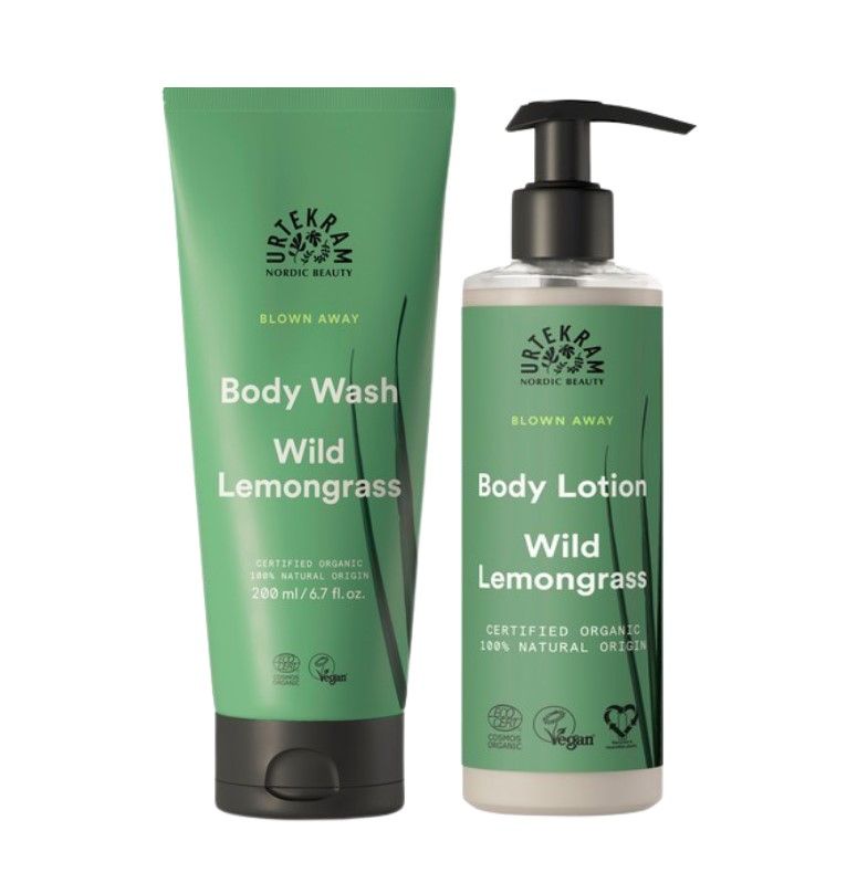 Urtekram Shower Gel and Body Lotion Set Lemongrass for normal to dry skin 2x200 ml