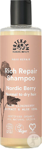Urtekram Nordic Berry Repairing Shampoo with Nordic Cloudberry, 250ml bottle