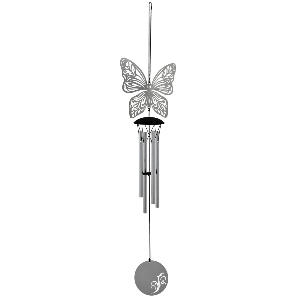 "Butterfly Flourish Woodstock Chimes Flbu Chime – Silver