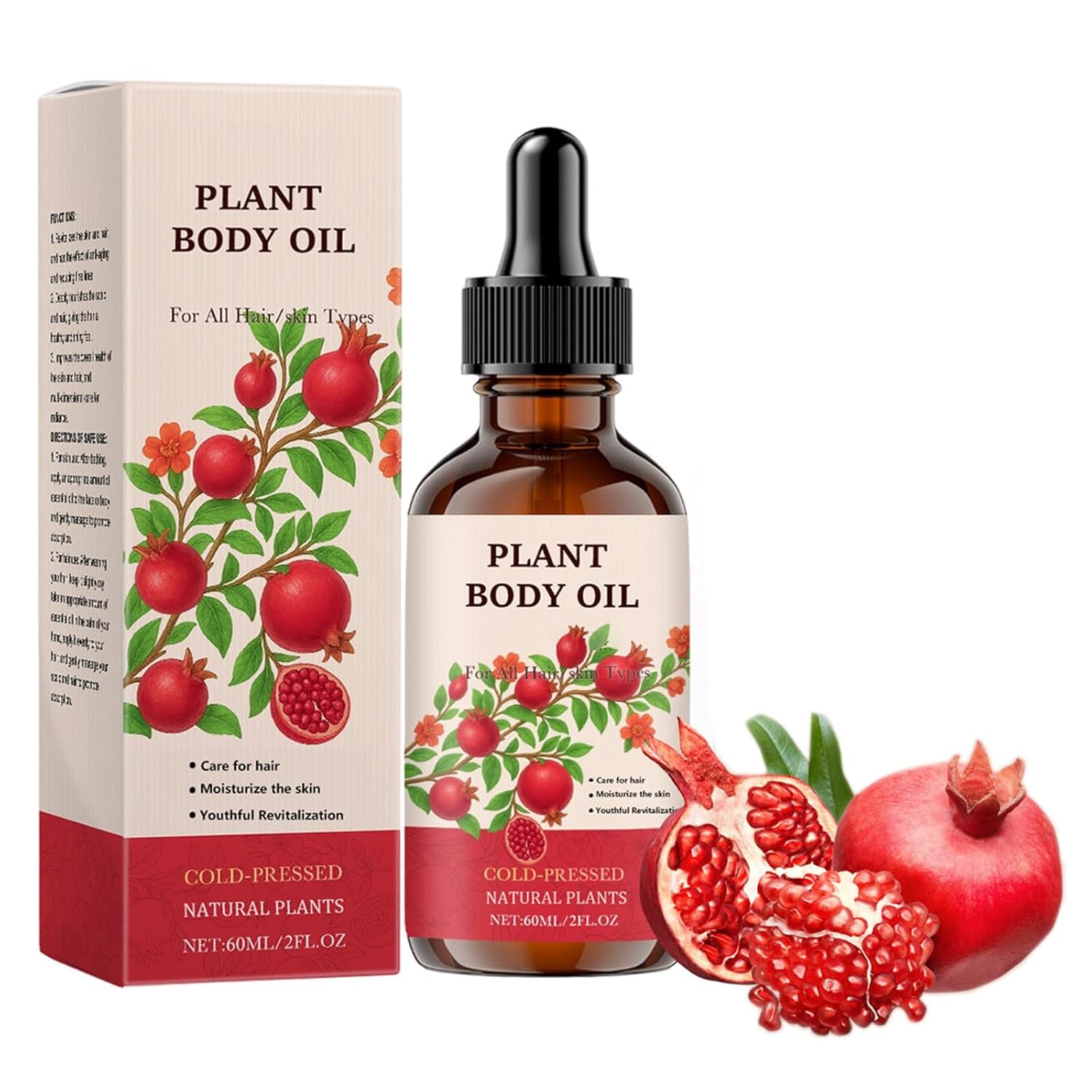 Woranb Granatapfelkernöl, Granatapfelsamenöl, 100% Pomegranate Seed Oil für die Haut- und Haarpflege, Natürlicher Premium Extrakt, Verbessert die Elastizität der Gesicht und Körper Haut (1)