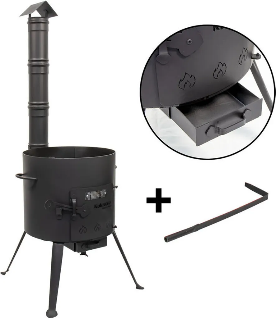 Kukmara Utschak with exhaust pipe, diameter: 37cm - field kitchen, goulash kettle, fire kettle, outdoor fire oven for Kazan.