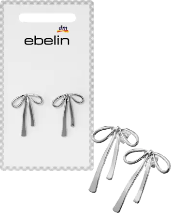 ebelin Bow stud earrings, silver look, 2 pieces