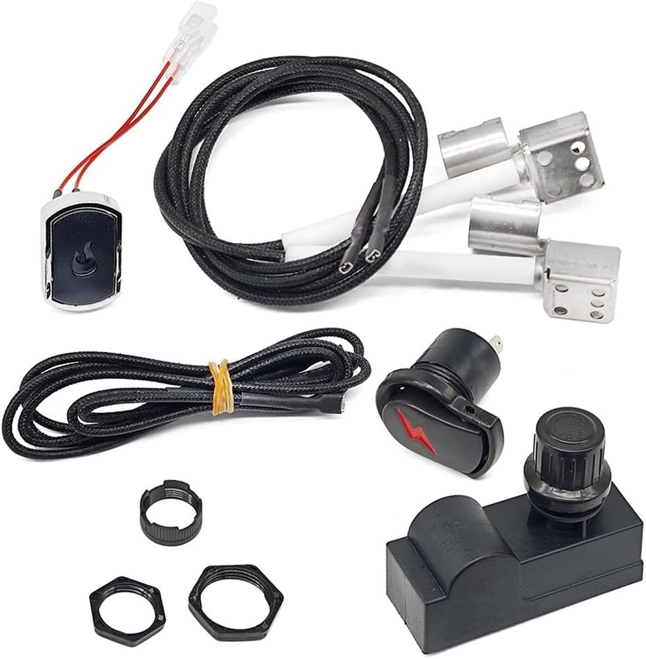 Gettimore Grill igniter set with 2 push-button switches and electrode for Charbroil models