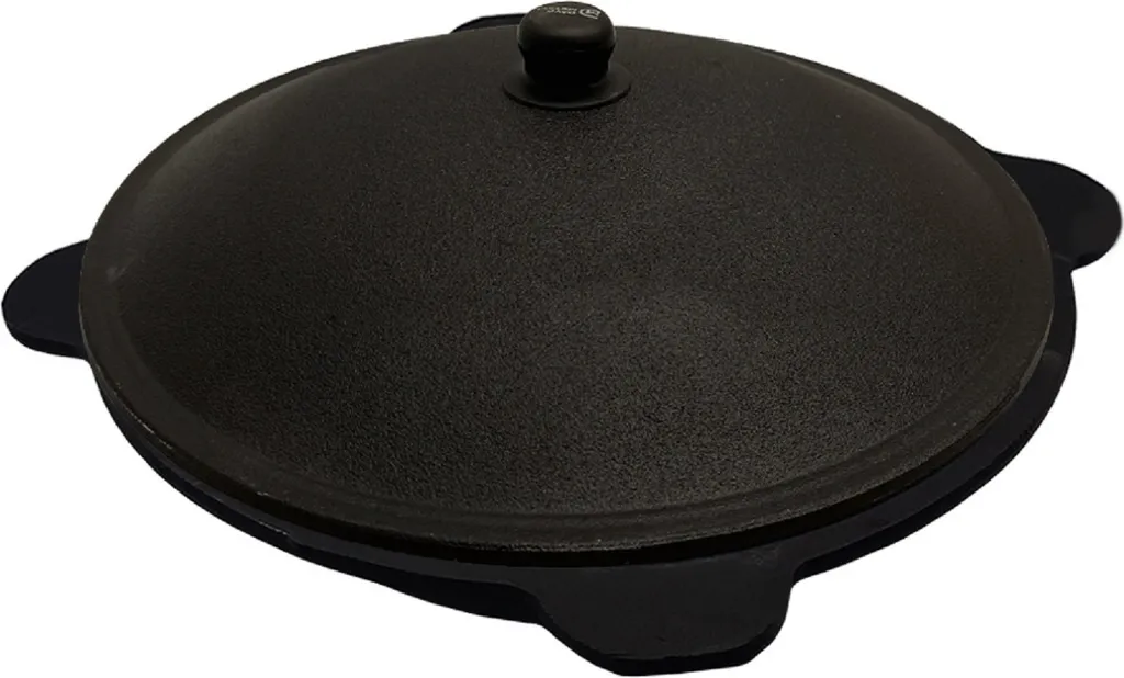 Olymp Handels GmbH Uzbek Kazan 12L cast iron pot with aluminum lid – smooth bottom, robust camping and BBQ pot