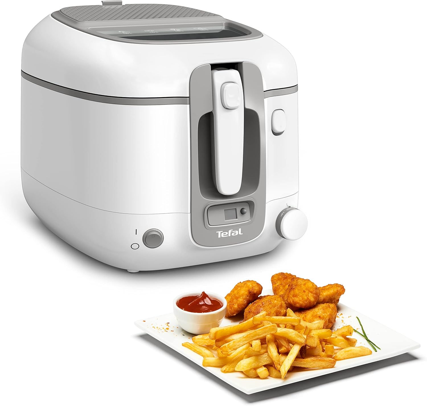 Tefal FR3141 Super Uno Deep Fryer | Thermal Housing | Up to 1.2kg Capacity | Digital Timer | Anti-Odour Filter Cassette | Removable Non-Stick Inner Container | White/Gray