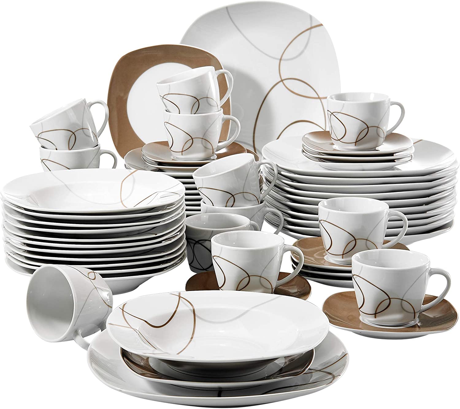 Veweet Aviva Porcelain Dinner Service 30 Pieces / 60 Pieces and Multiple additional products that can be combined with the Aviva Dinner Service