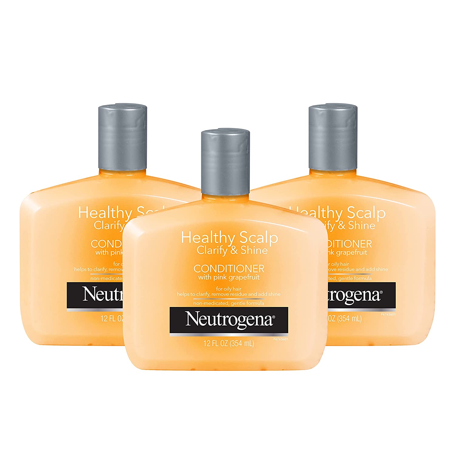 Neutrogena Exfoliating Healthy Scalp Clarify & Shine Conditioner for Oily Hair and Scalp, Anti-Residue Conditioner with Pink Grapefruit, Paraben & Phthalate-Free, Colour Safe, 12 Fl Oz (Pack of 3)