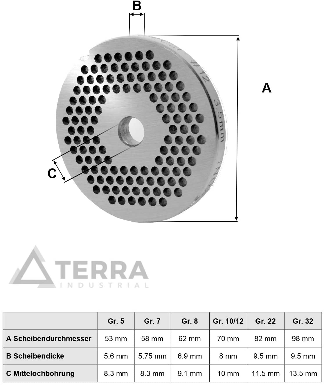 WolfCut INOX Taper Cutter with Hub for Mincer Sizes 22