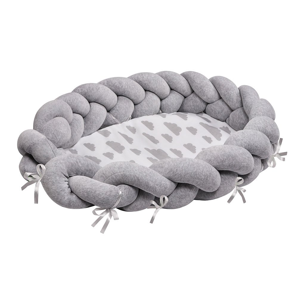 LULANDO Multifunctional baby bed in cable design, baby nest cuddly nest baby cot bumper (90 x 60 x 17 cm), soft and safe baby travel cot cot bumper for newborns