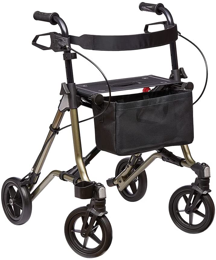 Dietz Taima M-GT lightweight aluminum rolling walker, with a back strap and bag, weighs only 5.8 kg