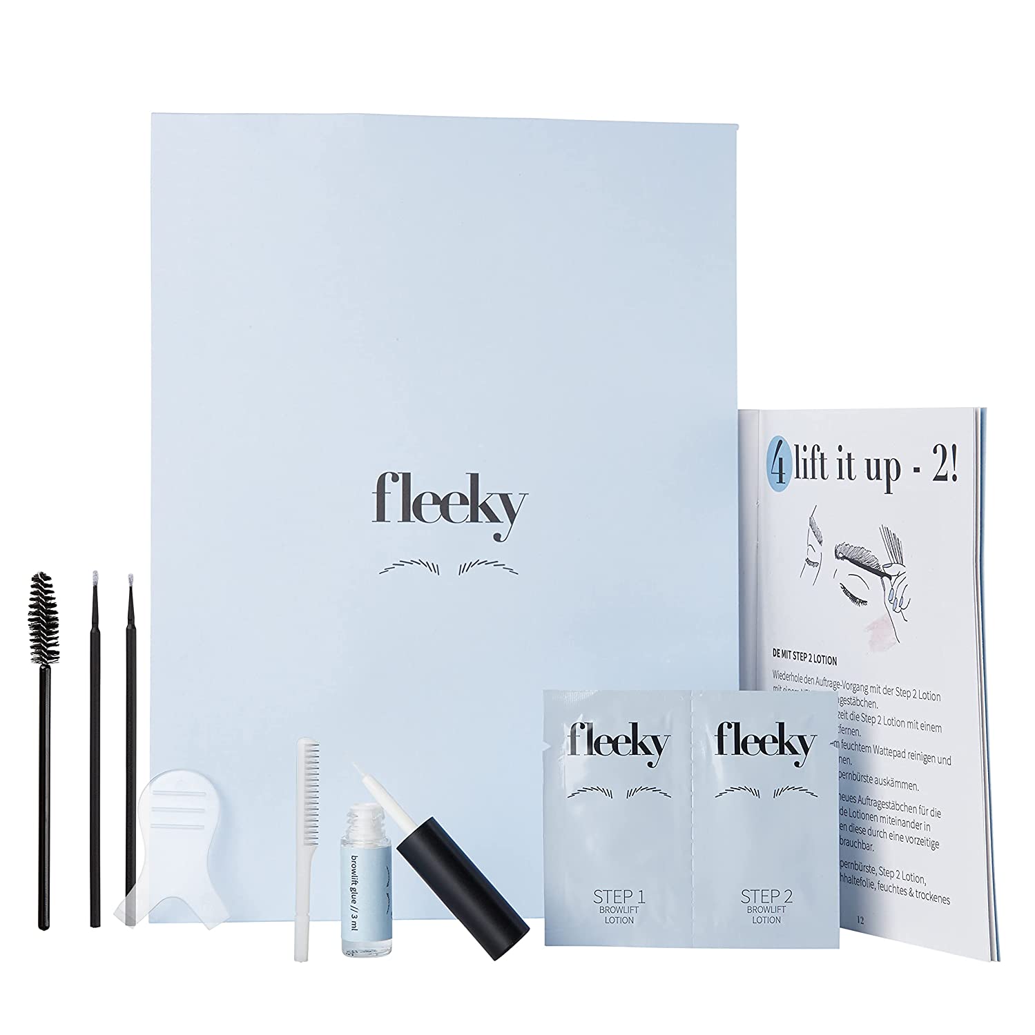 Fleeky Eyebrow Lifting Set | Browlift Kit | Studio Quality at Home Brow Lifting Set | Vegan Cruelty Free | Eyebrow Lamination Set | Festive Gifts for Women (2 x Double Chamber Sachet), ‎blue