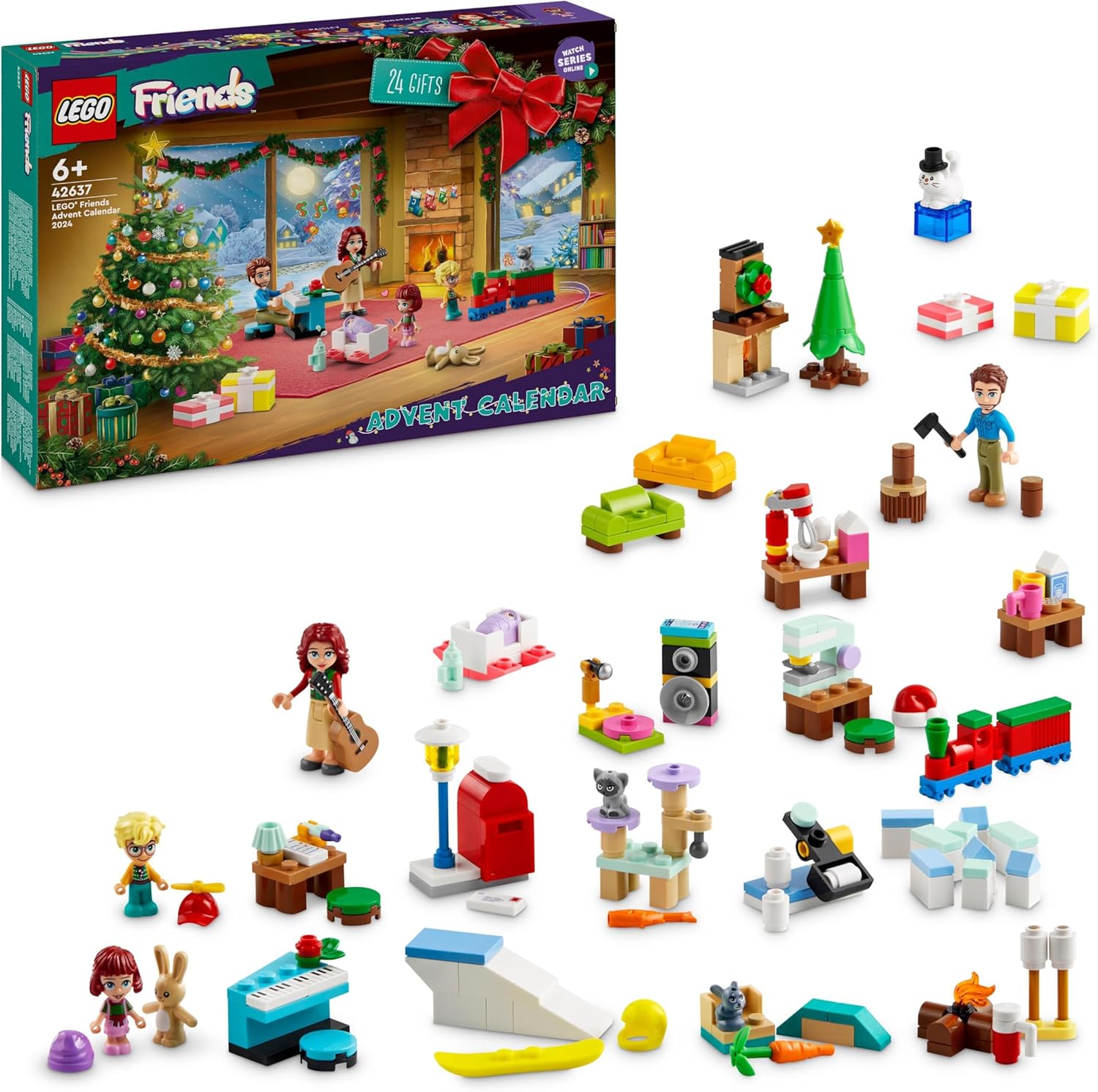 LEGO Friends Advent Calendar 2024, Pre-Christmas Children\'s Toy with 5 Characters and 3 Animals, Educational Toy, Gift Idea for Girls and Boys from 6 Years, Christmas Gift 42637